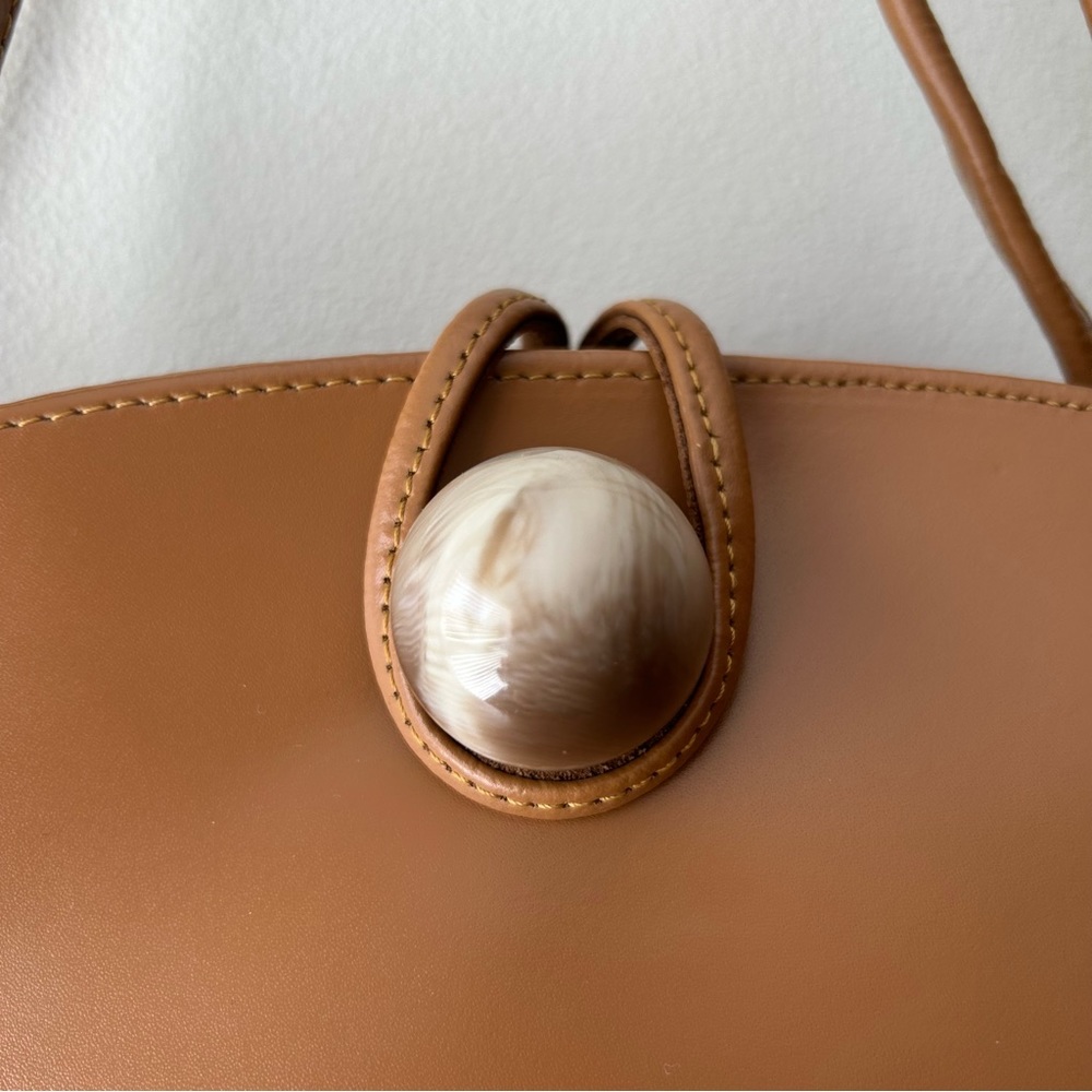 Tiffany and Fred Paris Leather Handbag Purse Brown Tan - Picture 5 of 16